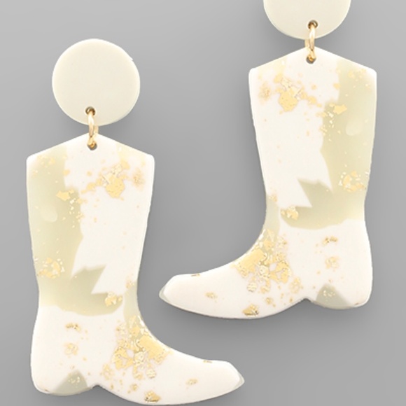 Clay Marble Boots Earrings - Picture 2 of 2